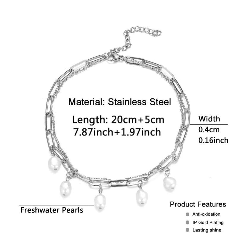 Multilayer Baroque Pearl Anklet for Women