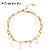 Multilayer Baroque Pearl Anklet for Women