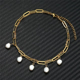Multilayer Baroque Pearl Anklet for Women
