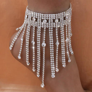 Tassel Water Drop Rhinestone Anklet