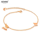 Rose Stainless Steel Butterfly Anklet Bracelet Retro Girl Ankle Jewelry