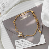 316L Stainless Steel Shell Butterfly Beads Anklet SAB231
