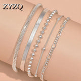 Korea Geometric Metal Bead Chain Anklet Jewelry Women Accessories