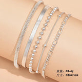 Korea Geometric Metal Bead Chain Anklet Jewelry Women Accessories