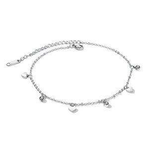 Charm HEART CZ Anklets Rose Stainless Ladies Jewelry