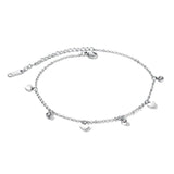Charm HEART CZ Anklets Rose Stainless Ladies Jewelry