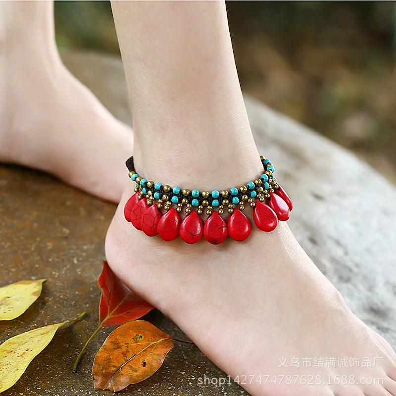 Boho Style Semi-precious Stones Anklets Retro Beach Sexy Anklets