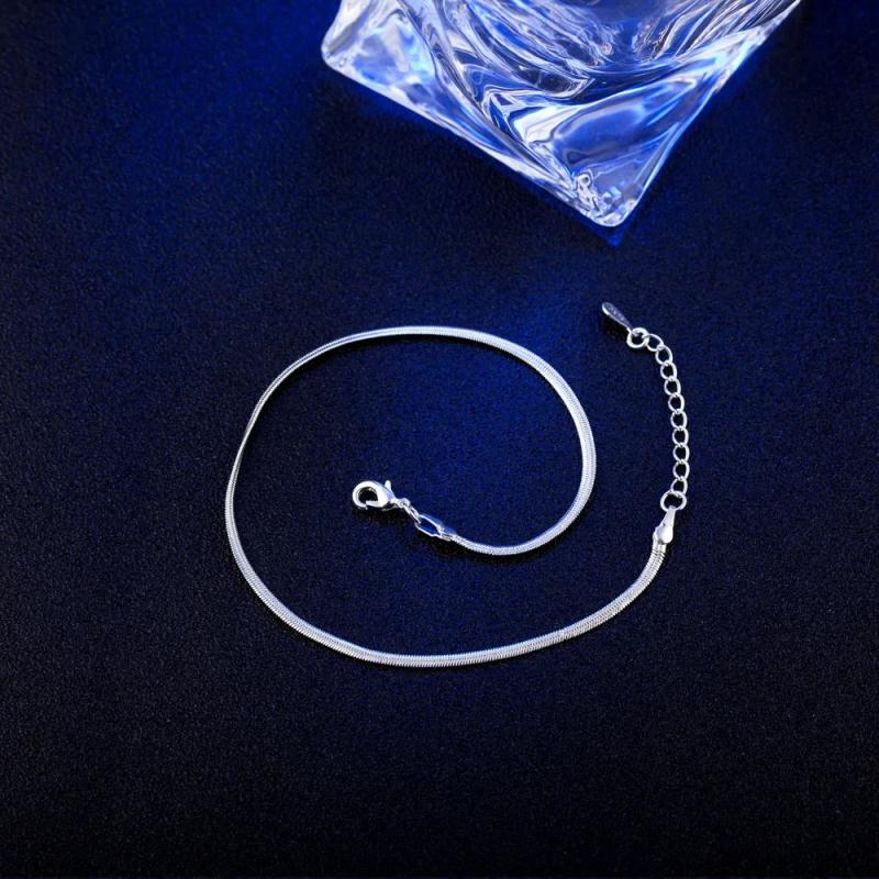 Silver Plated Chain Anklet for Women Summer Foot Jewelry