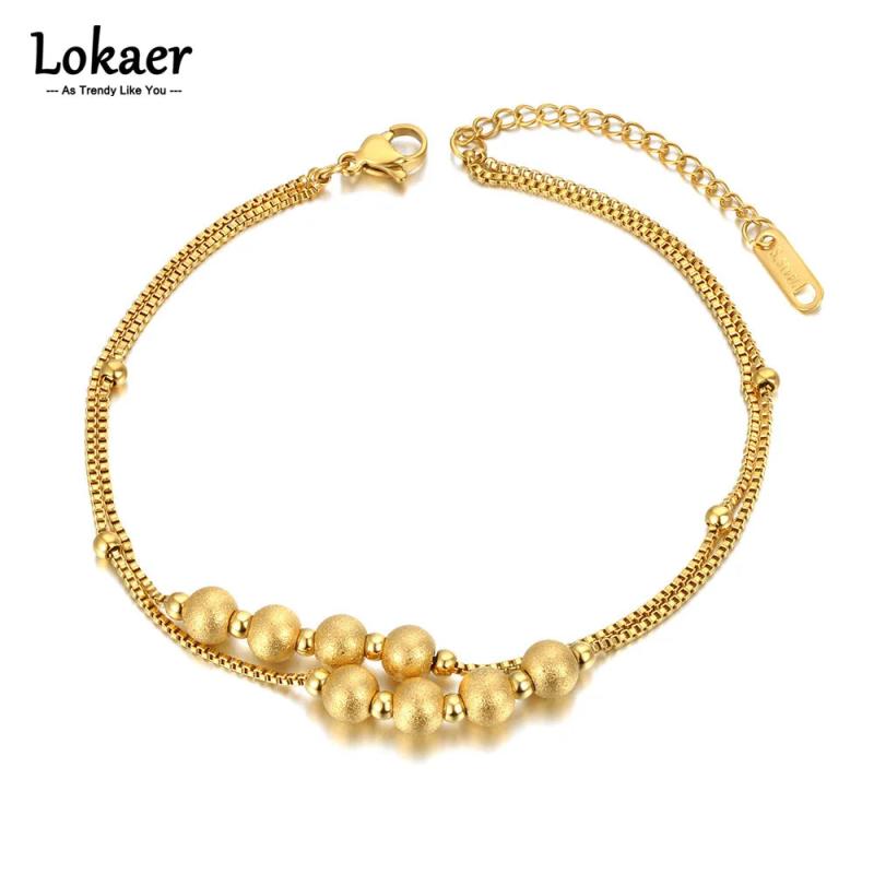 18K Plated Stainless Steel Link Chain Anklets For Women