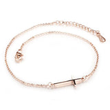 Titanium Steel Rose Cross Women's Anklet A19039