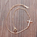 Titanium Steel Rose Cross Women's Anklet A19039