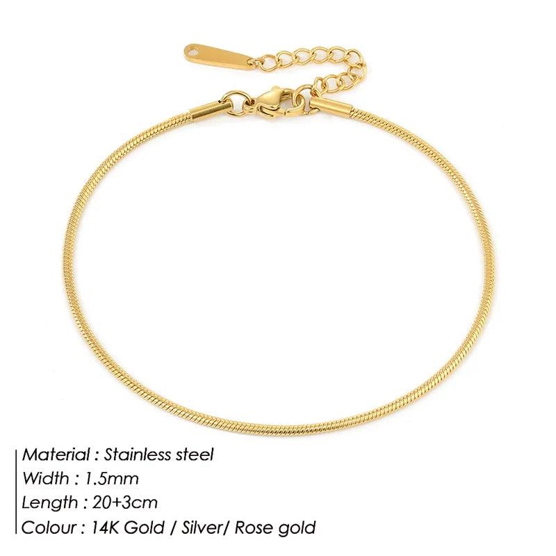Boho Stainless Steel Snake Chain Anklet Women Jewelry