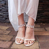 Beach Tennis Chain Anklet with Charms Pearl