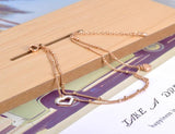 Bohemia Double Layer CZ Crystal Heart Charm Anklet