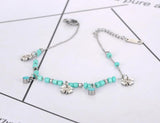 Titanium Stainless Steel Link Chain Anklet with Glaze Flower Charm
