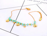 Titanium Stainless Steel Link Chain Anklet with Glaze Flower Charm