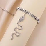 CZ Snake Anklet Women Beach Accessories Adjustable Chain Boho Foot Jewelry
