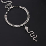 CZ Snake Anklet Women Beach Accessories Adjustable Chain Boho Foot Jewelry