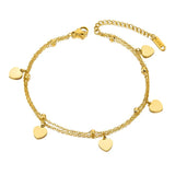 Bohemia Double Layer Love Heart Charm Anklets For Women Girls
