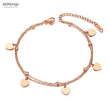 Bohemia Double Layer Love Heart Charm Anklets For Women Girls