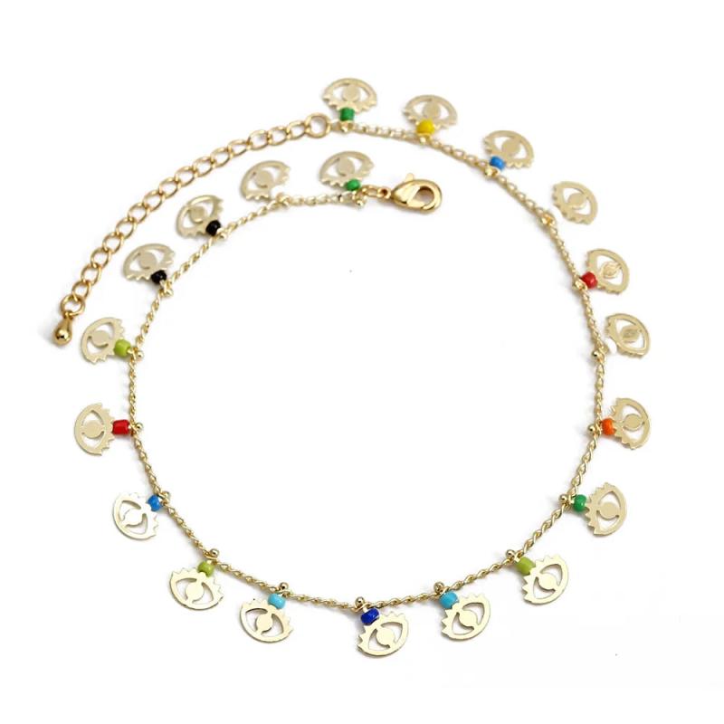 Evil Eye Charm Tassel Anklet Adjustable Foot Chain Bead Beach