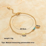 Plated Perfume Anklet Women Turquoise Beads Wings Leaves Bracelet Leg Charm