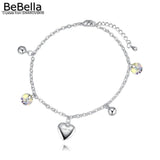 Heart Charm Anklet Bracelet with Crystals from Austria