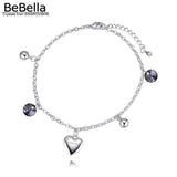 Heart Charm Anklet Bracelet with Crystals from Austria