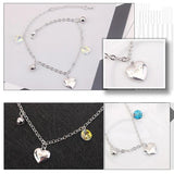Heart Charm Anklet Bracelet with Crystals from Austria