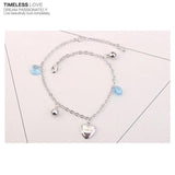 Heart Charm Anklet Bracelet with Crystals from Austria