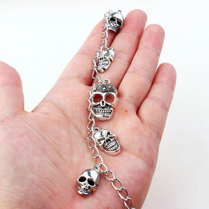 Gothic Skull Ankle Bracelet for Women Silver Chain Jewelry