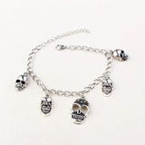 Gothic Skull Ankle Bracelet for Women Silver Chain Jewelry