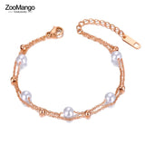 Bohemia Double Layer Pearl Charm Anklet For Women