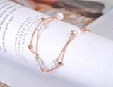 Bohemia Double Layer Pearl Charm Anklet For Women