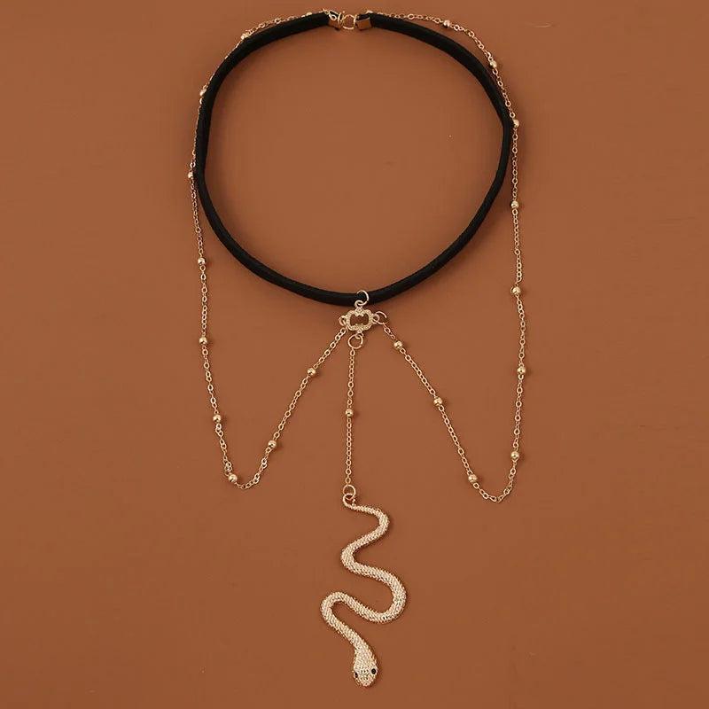 Metal Beaded Chain Thigh Chain For Lady Big Snake Pendants Leg Chain