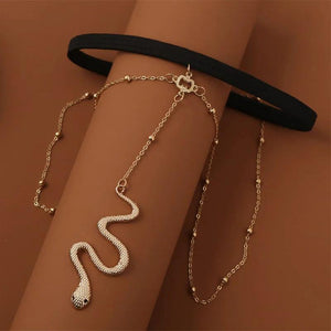 Metal Beaded Chain Thigh Chain For Lady Big Snake Pendants Leg Chain