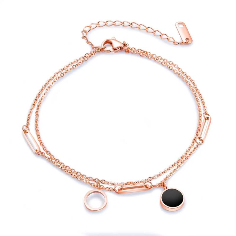 Geometry Acrylic Circle Anklets Titanium Steel Foot Link Chain Anklet