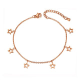 Bohemia Stainless Steel Beach Charm Anklet Foot Jewelry Hollow Star Chain