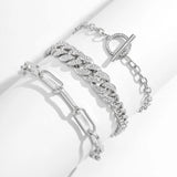 Goth Rhinestone Cuban Chain Anklets Set for Women Jewelry