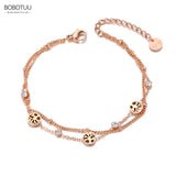 Bohemia Double Layer CZ Crystal Tree Plant Anklet