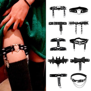 Sexy Leather Love Garter Belt Elastic Leg Girl Women Harness Goth Accessories