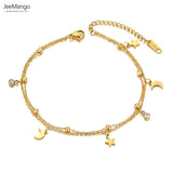 Bohemia Double Layer Moon & Star Anklet