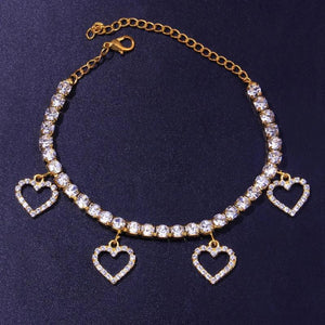 Stonefans Rhinestone Heart Ankle Bracelet Love Pendant Leg Chain