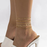 5Pcs/Set Chain Anklets Set for Women Foot Ankle Leg Accessories Gift