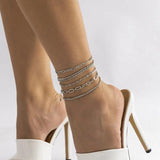 5Pcs/Set Chain Anklets Set for Women Foot Ankle Leg Accessories Gift