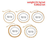 5Pcs/Set Chain Anklets Set for Women Foot Ankle Leg Accessories Gift