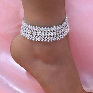 Summer Beach Rhinestone Charm Anklets Foot Jewelry for Women