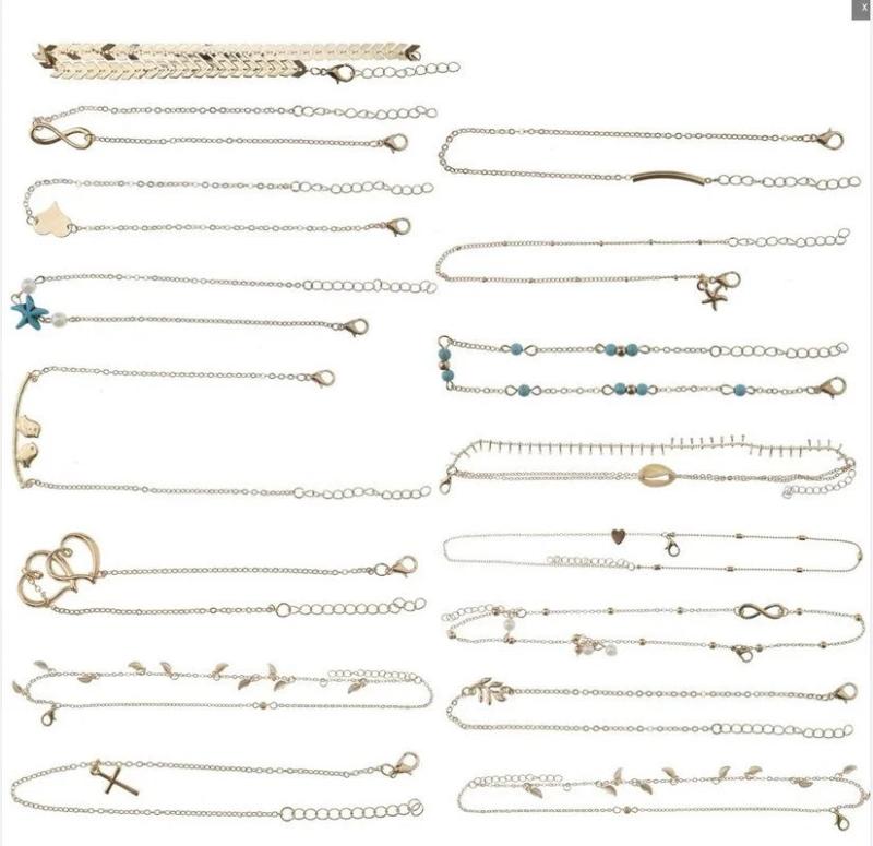 Boho Beach Ankle Leg Chain Jewelry Set, Women's Star Shell Heart G