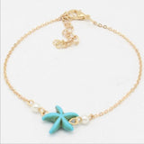 Boho Beach Ankle Leg Chain Jewelry Set, Women's Star Shell Heart G