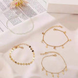 Creative Retro Lightning Star Sequin Anklet Set